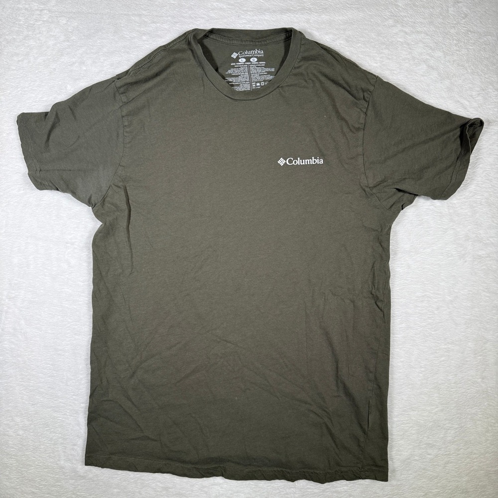 Columbia Mens Graphic T Shirt Olive Green Off Road Jeep Adventure‎ Print Size L